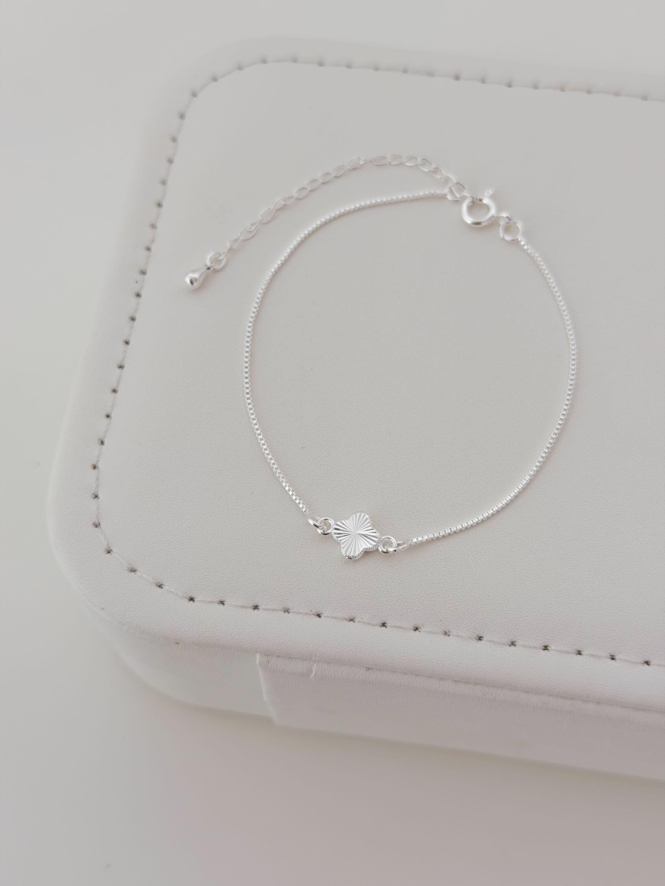 Pulseira trevo diamantado cheio P - Prata cod1954