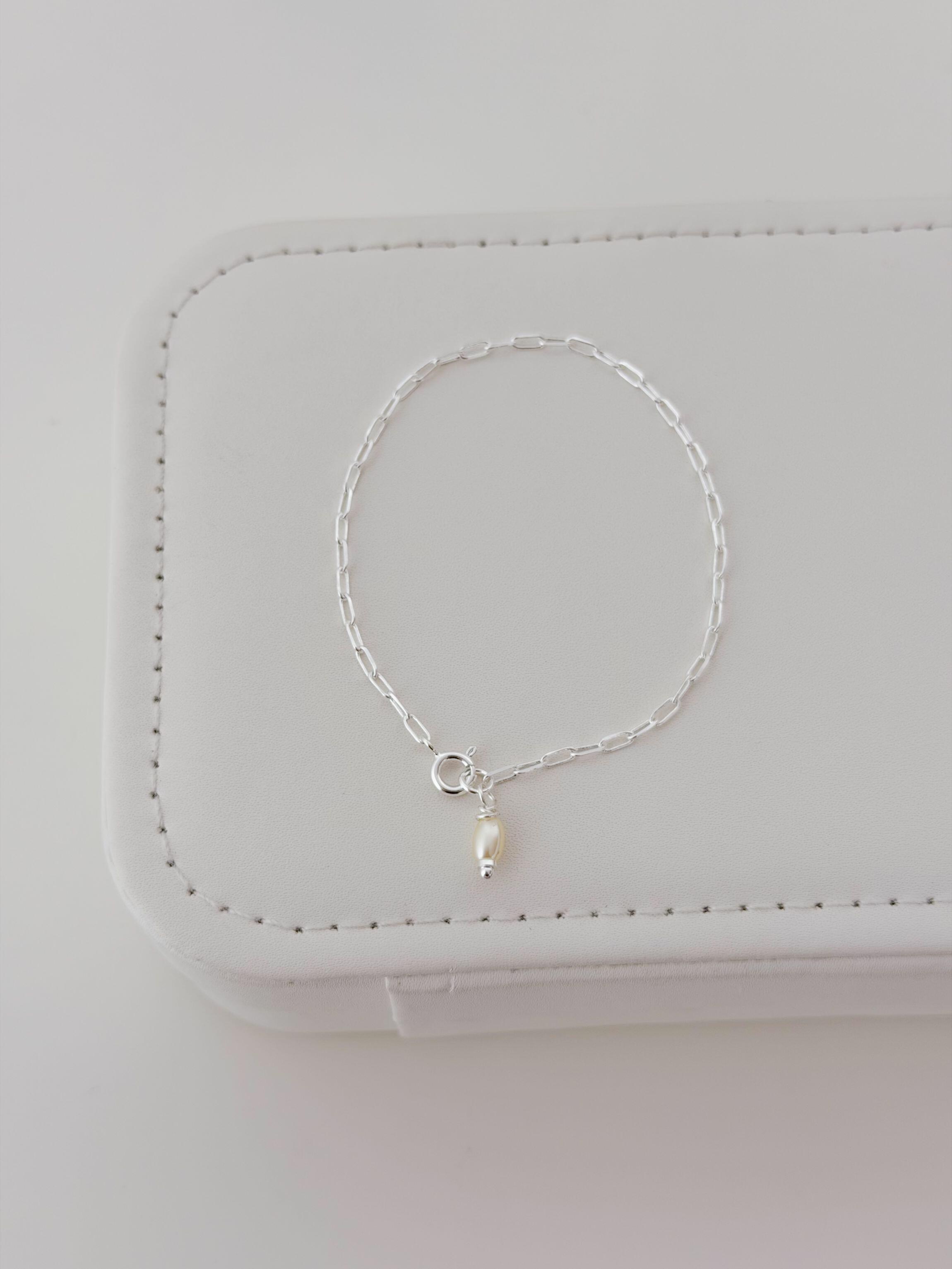 Pulseira fecho boia pérola oval - Prata cod1964
