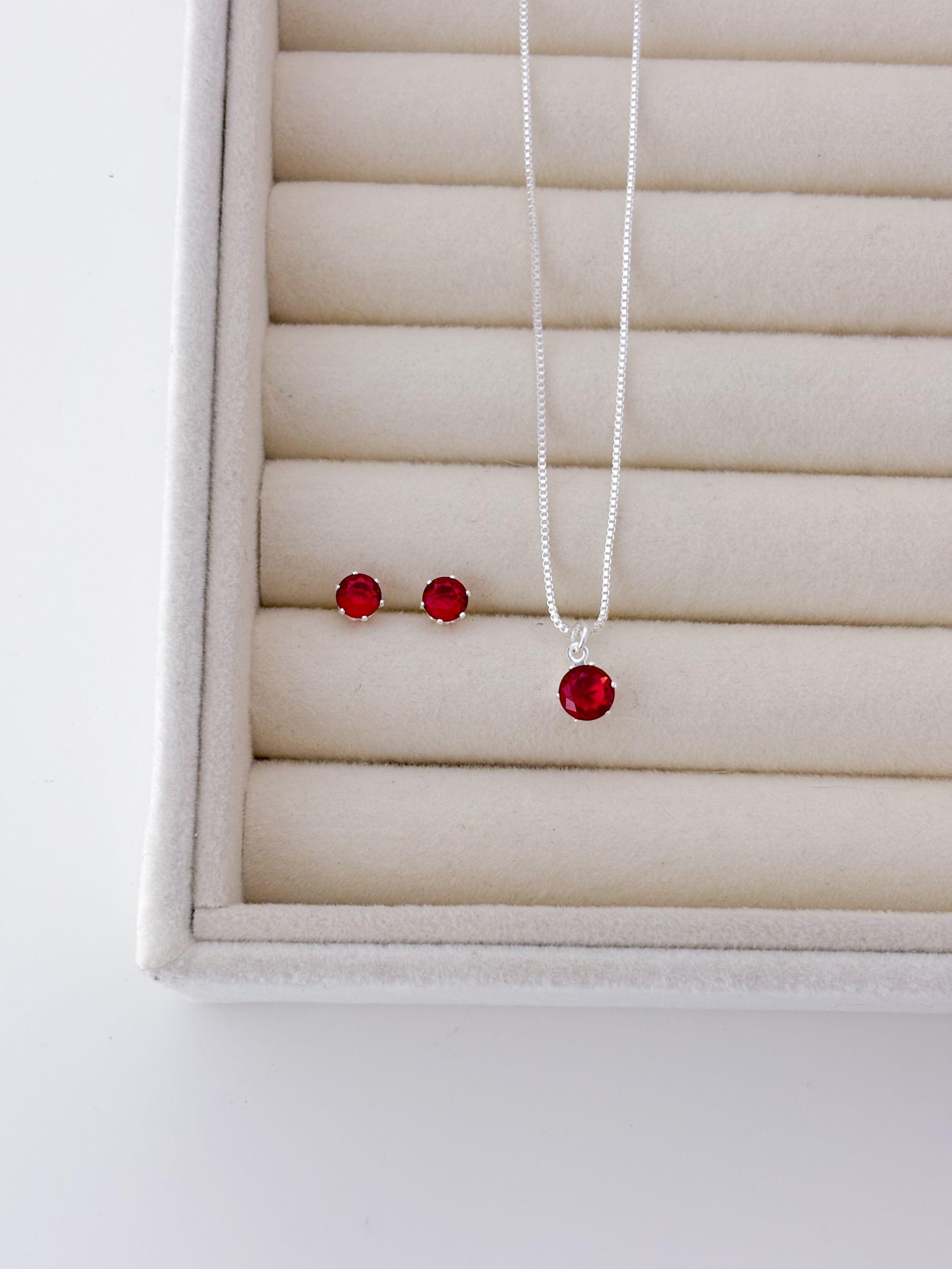 Conjunto redondo vermelho - Prata cod1520
