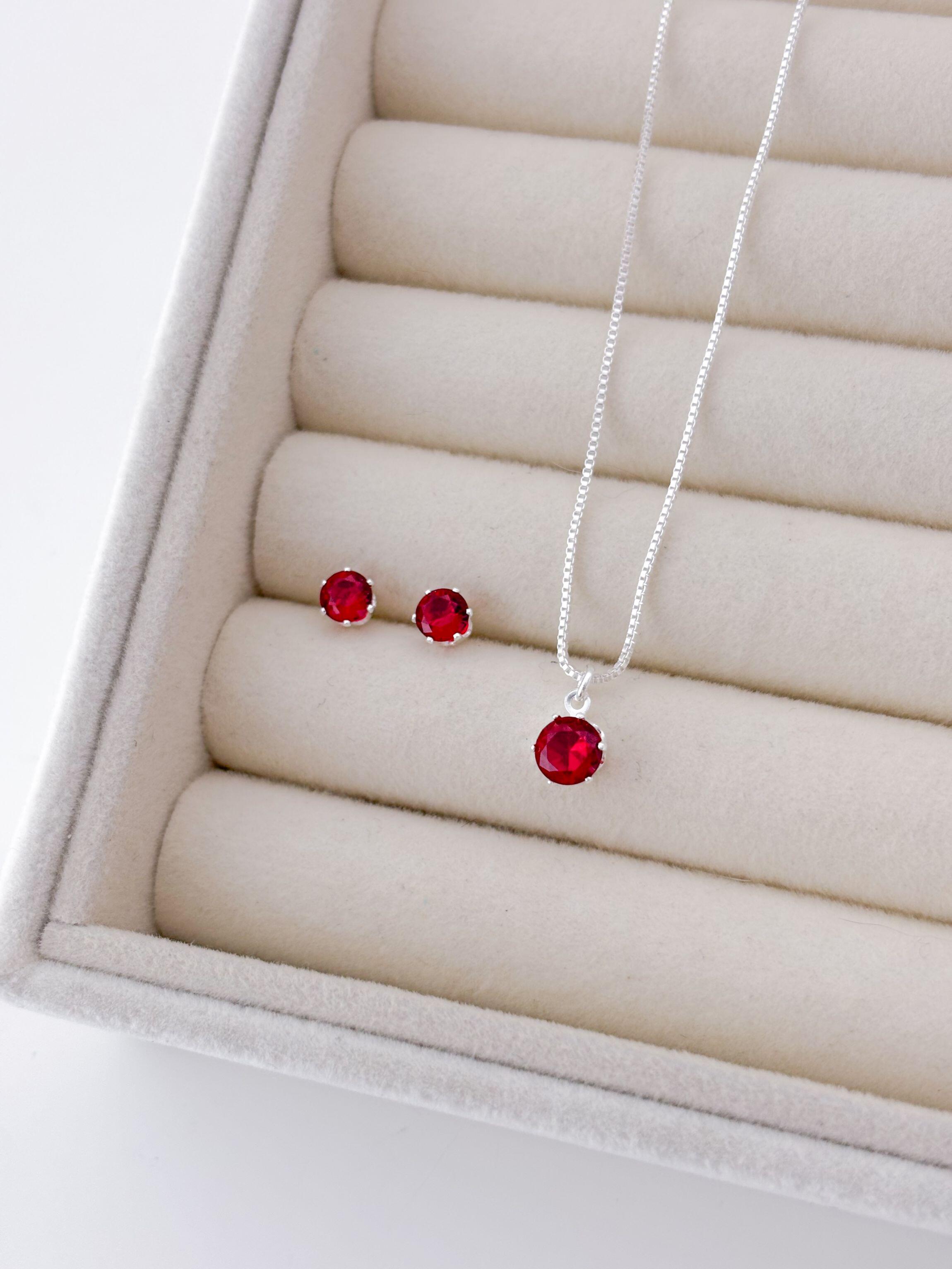 Conjunto redondo vermelho - Prata cod1520