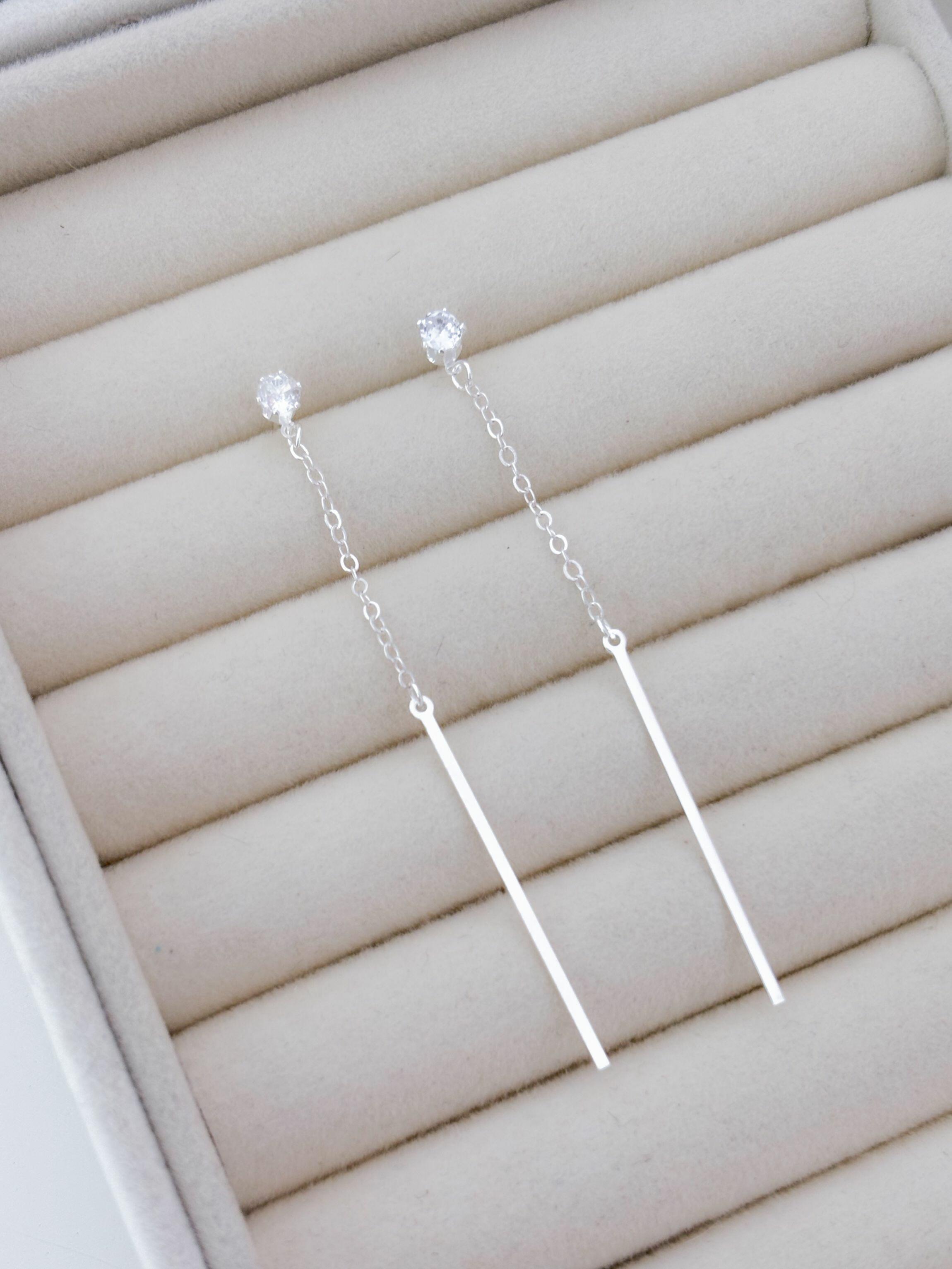 Brinco ponto de luz corrente + palito - Prata cod1892