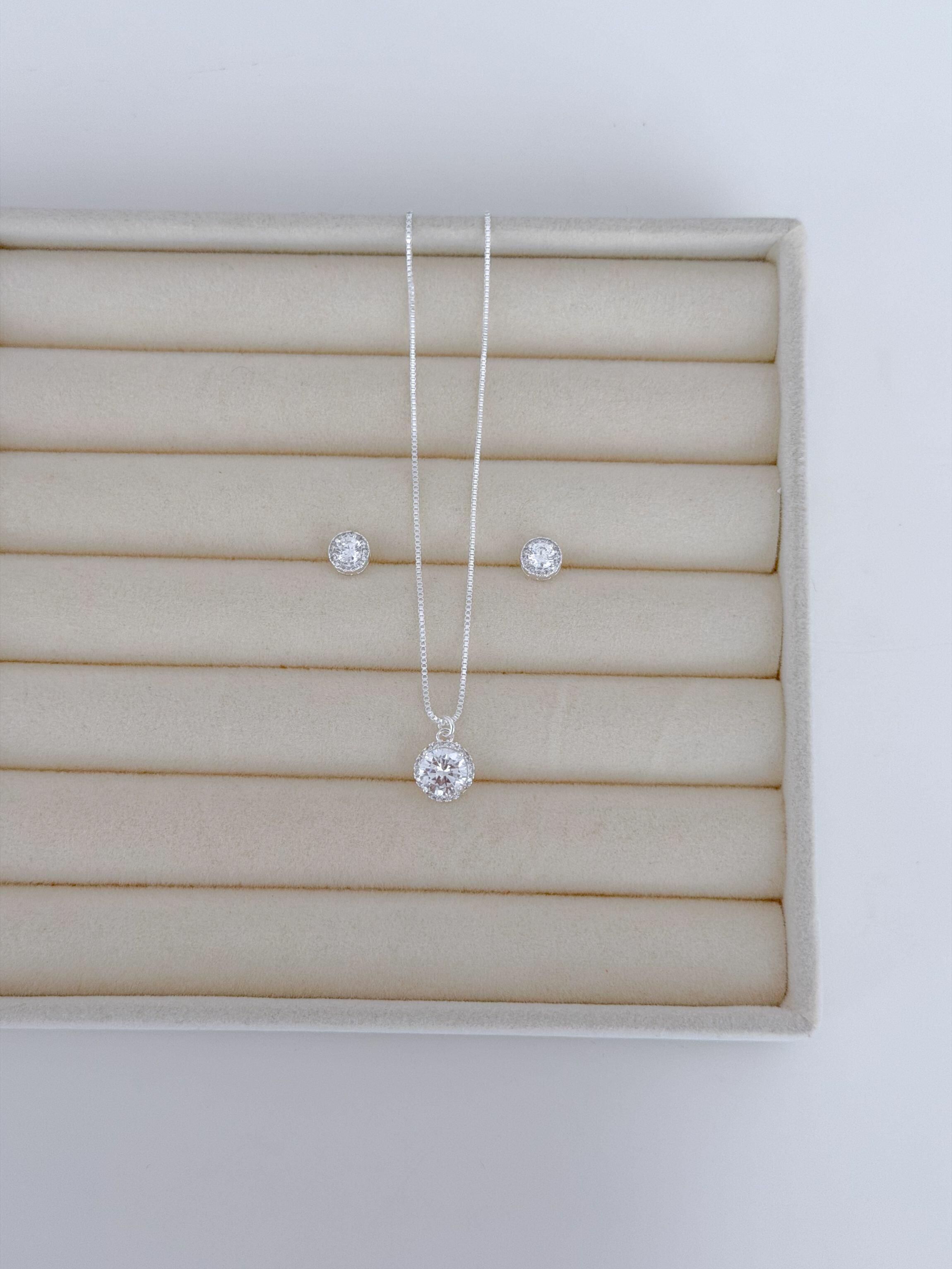 Conjunto glow cristal - Prata cod105