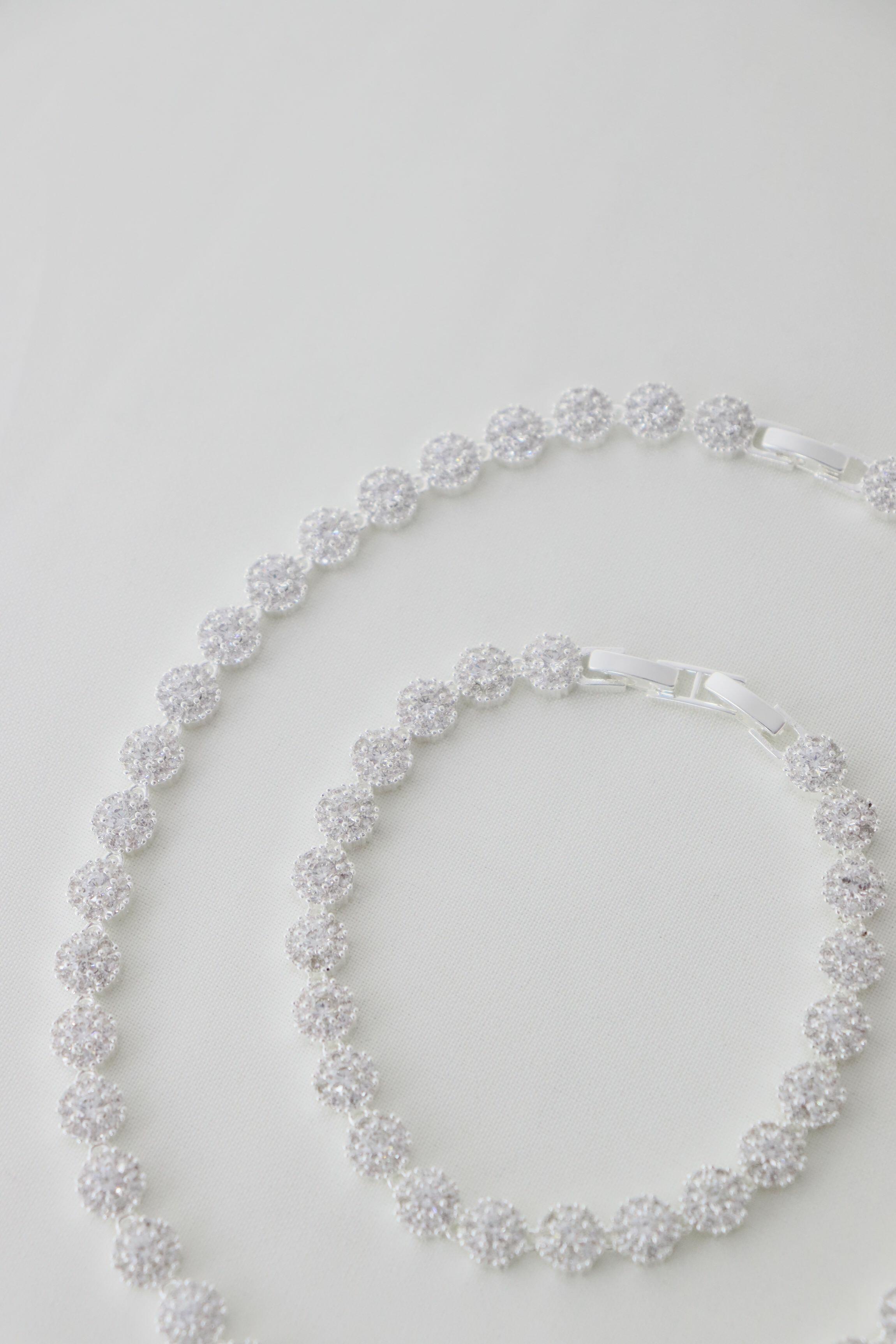 Pulseira inspired circulos cravejados glow 16cm - Prata cod1536