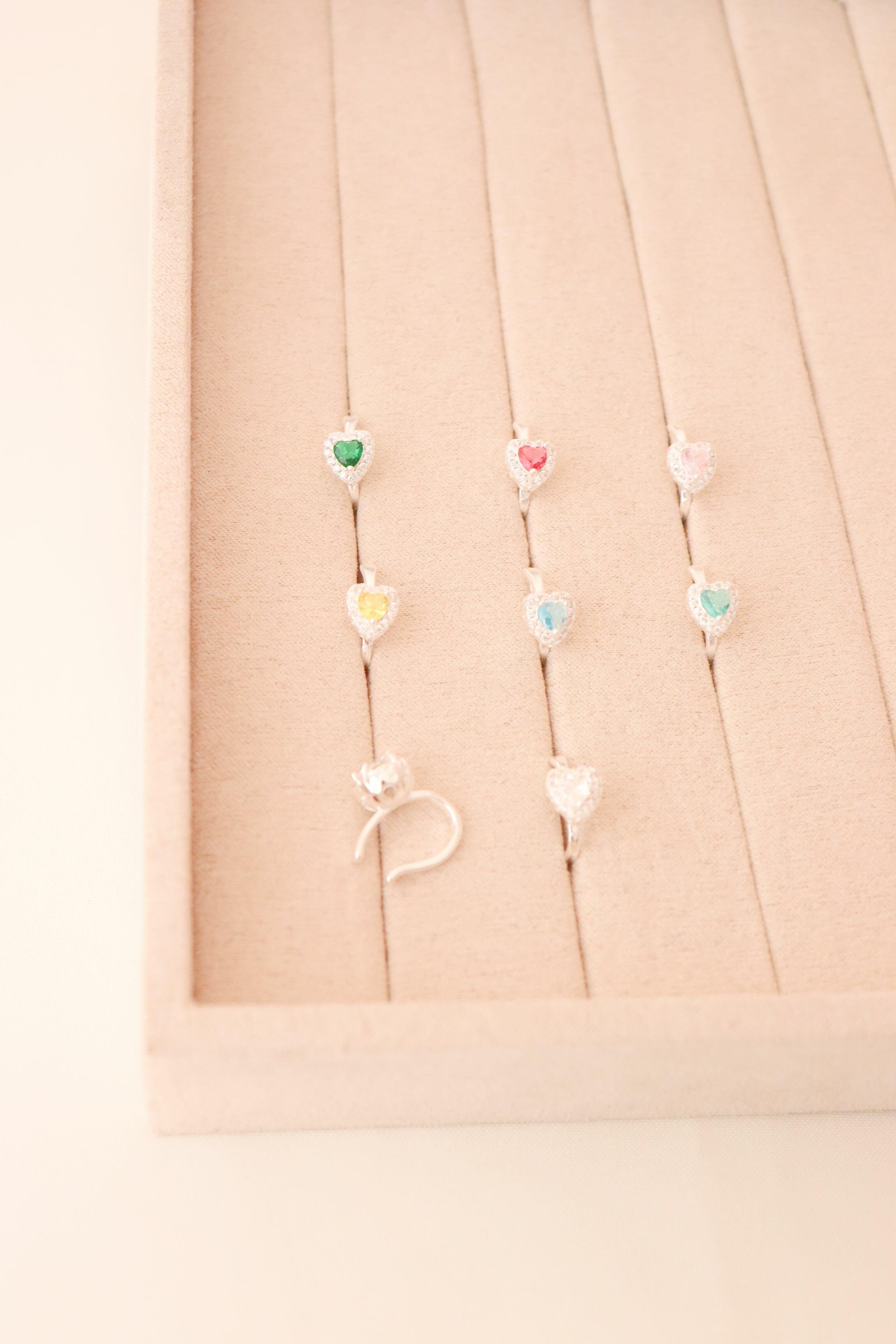Piercing fake coração cravejado - Prata cod083