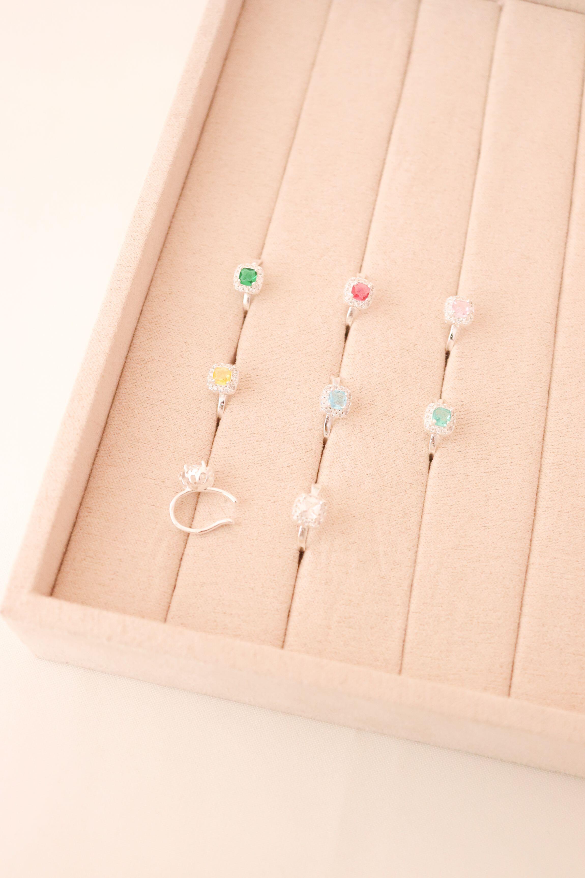 Piercing fake quadrado cravejado - Prata cod128