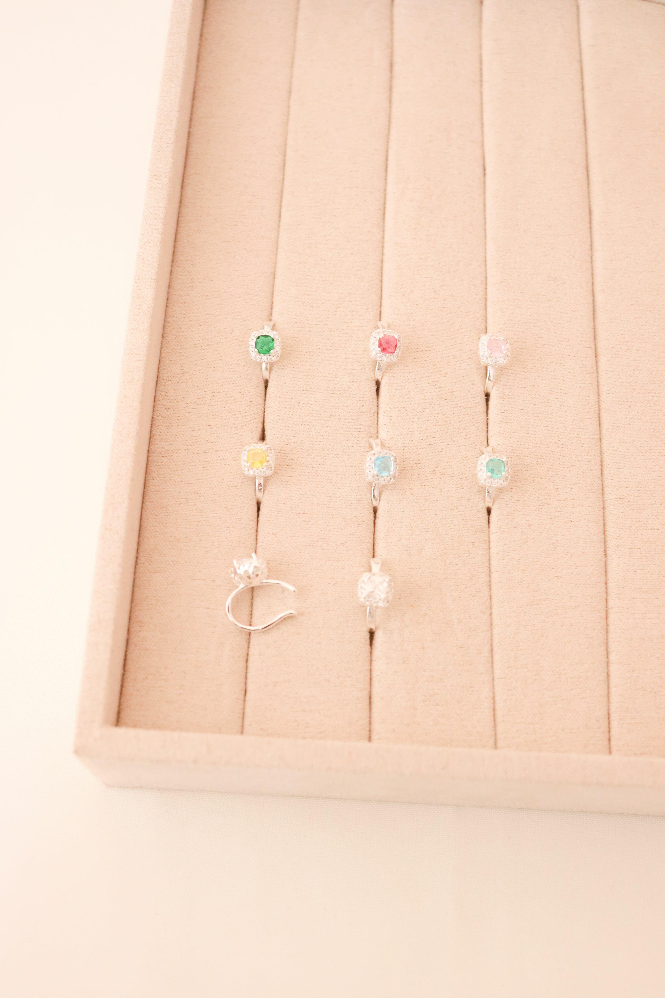 Piercing fake quadrado cravejado - Prata cod128