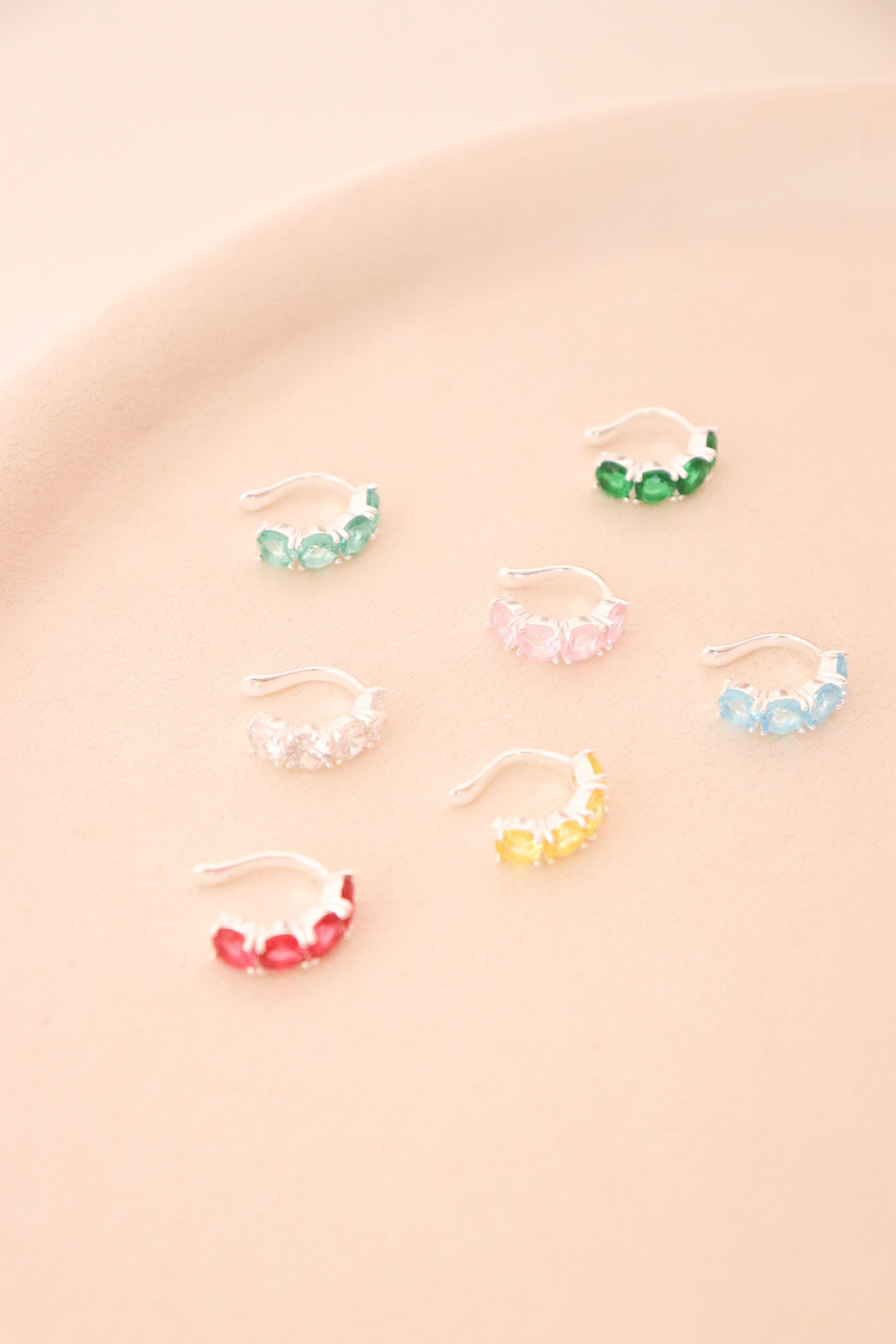 Piercing fake zircônias G - Prata cod174