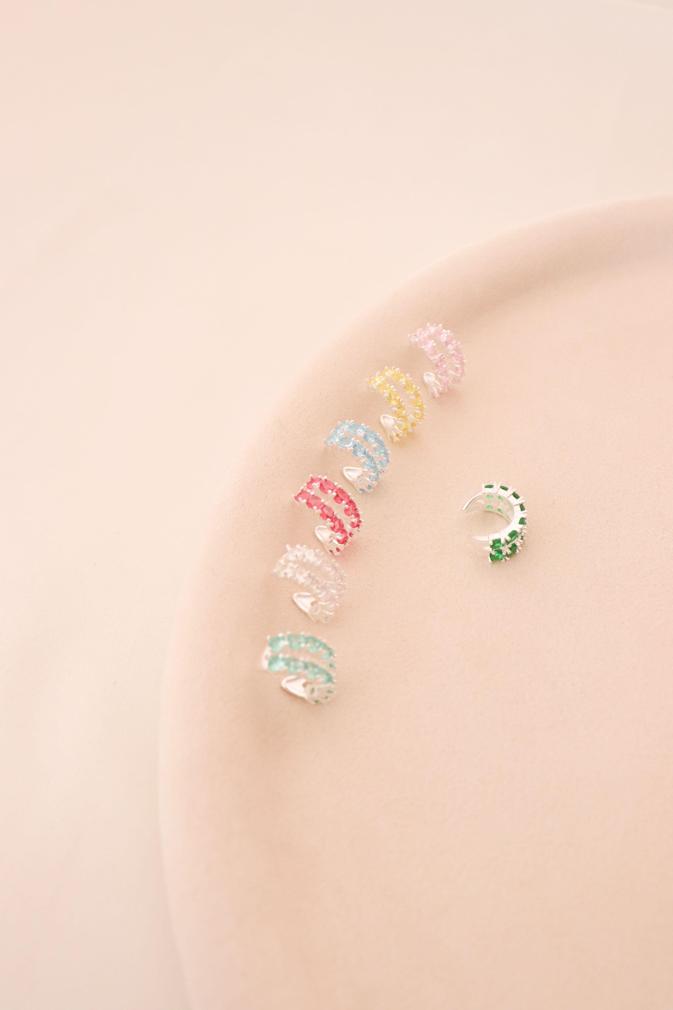 Piercing fake dois fios alta joalheria - Prata cod199