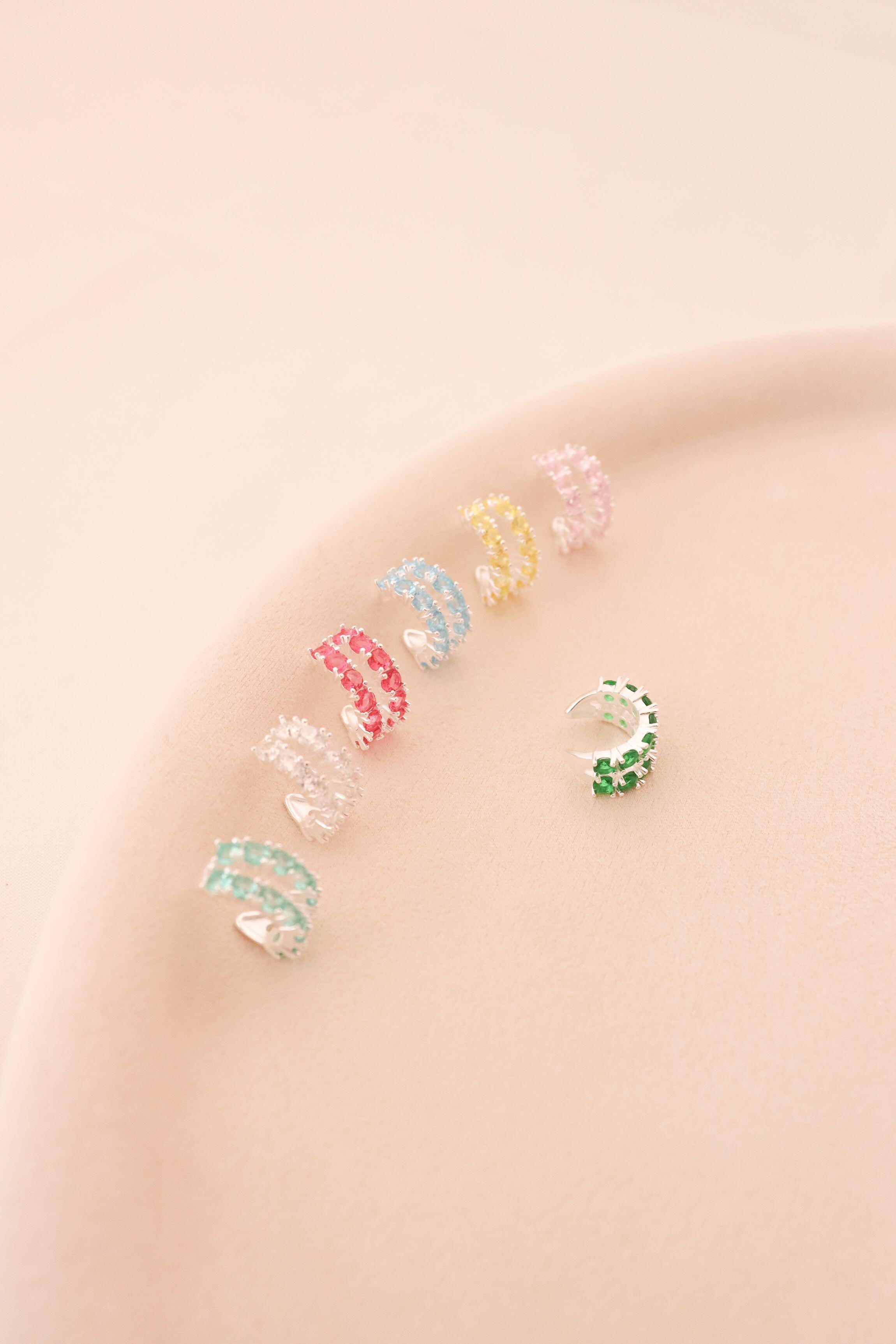 Piercing fake dois fios alta joalheria - Prata cod199