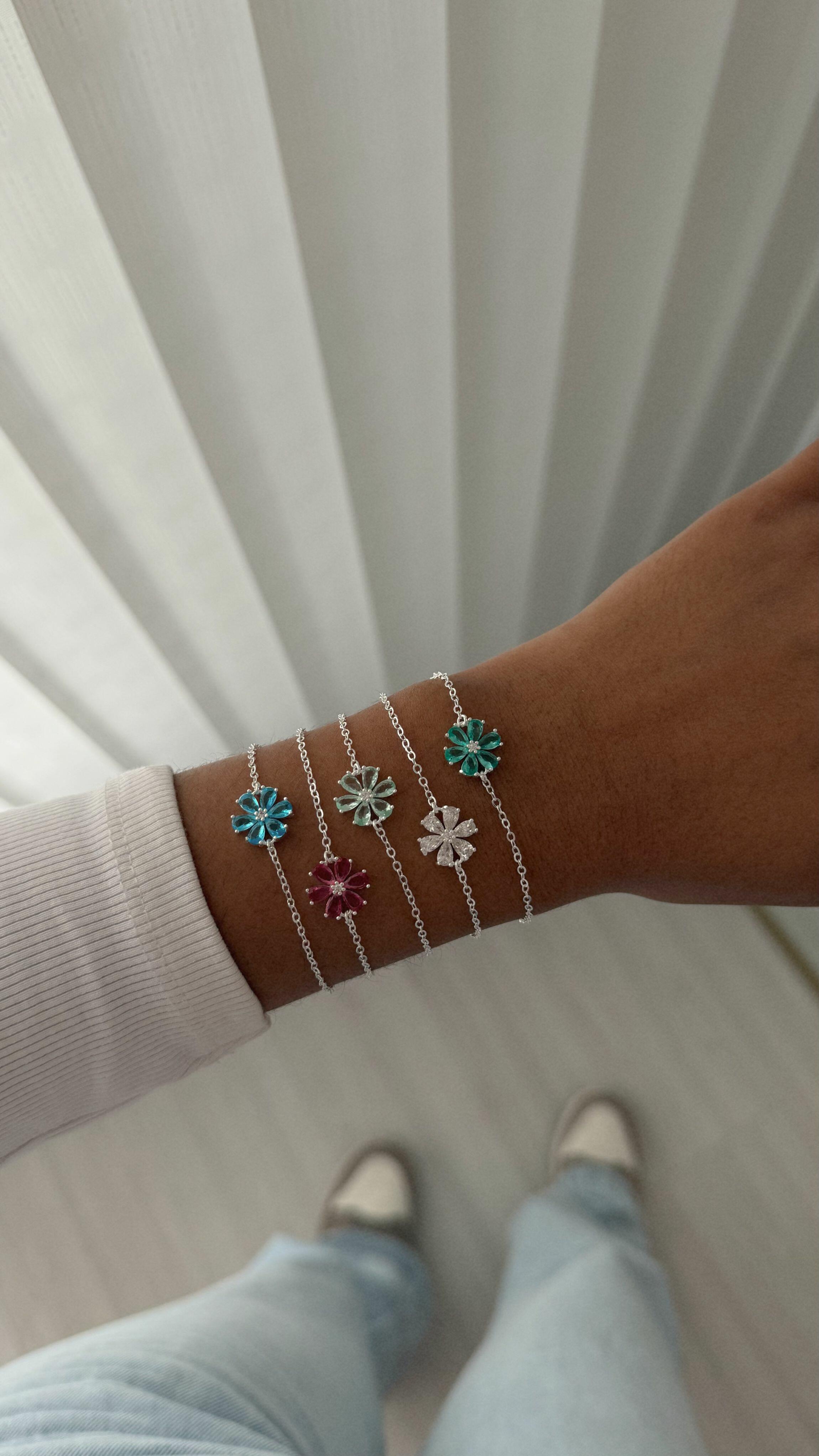 Pulseira flowers alta joalheria - Prata cod538