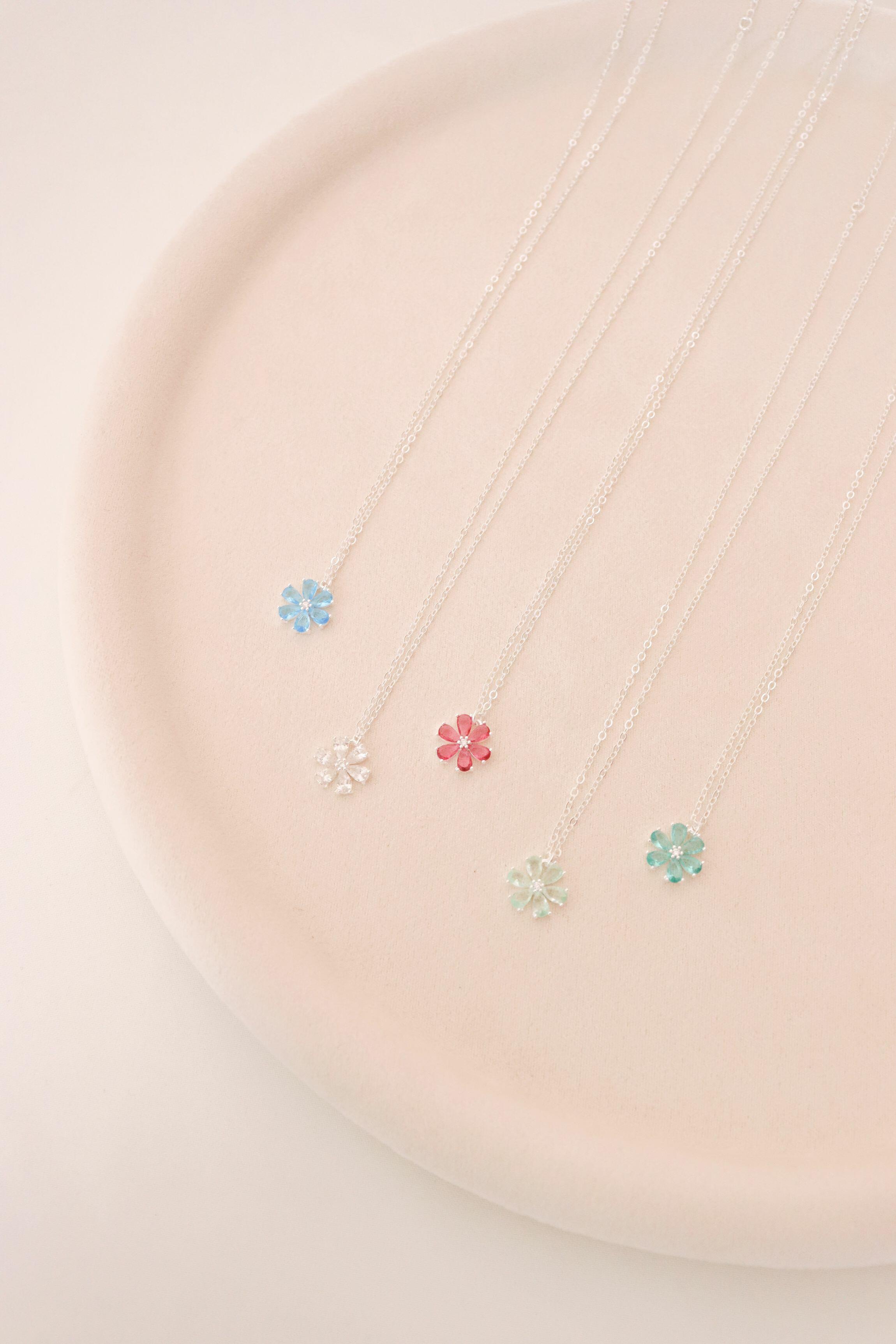 Colar pingente flower alta joalheria - Prata cod558