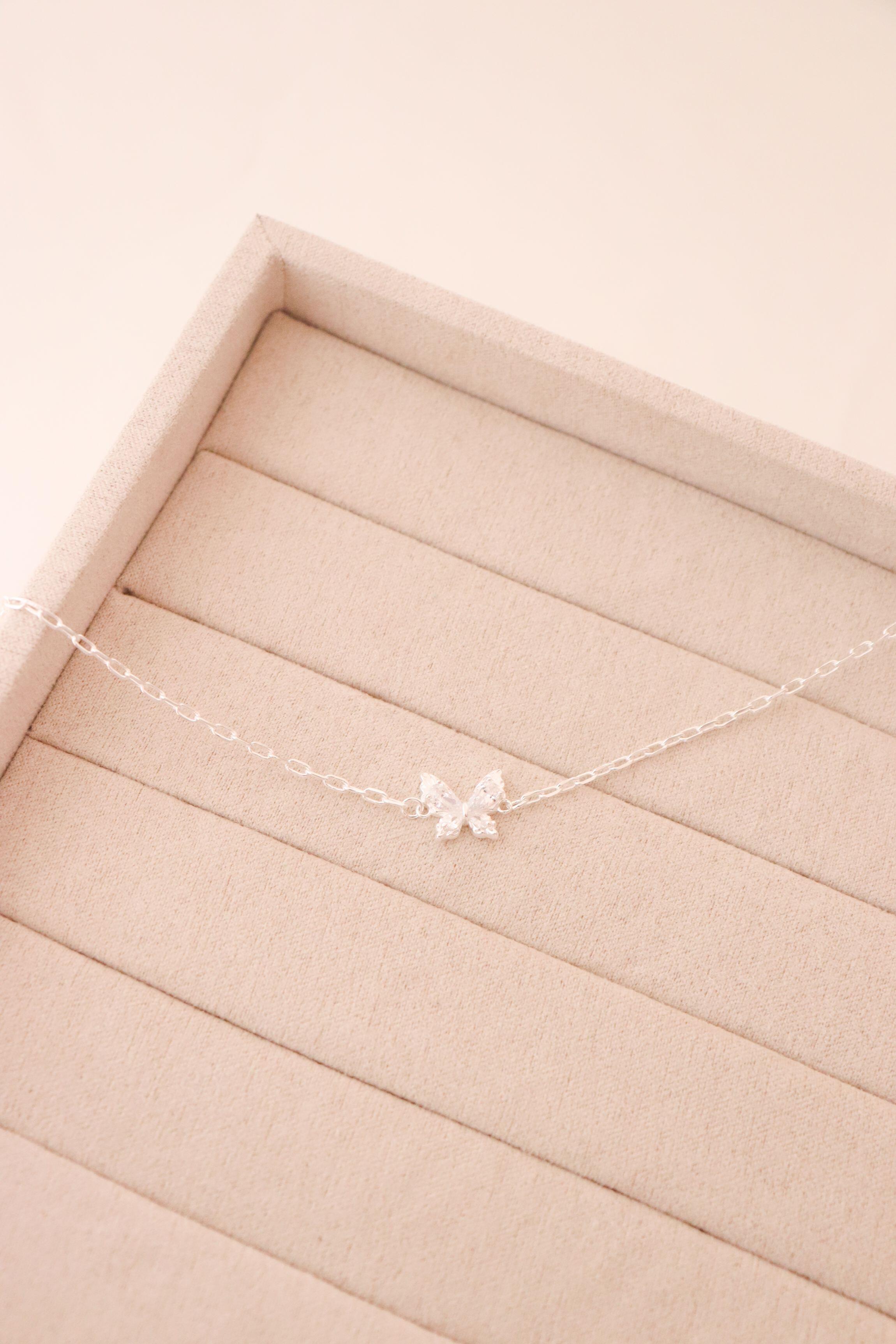Choker borboleta shine - Prata cod851