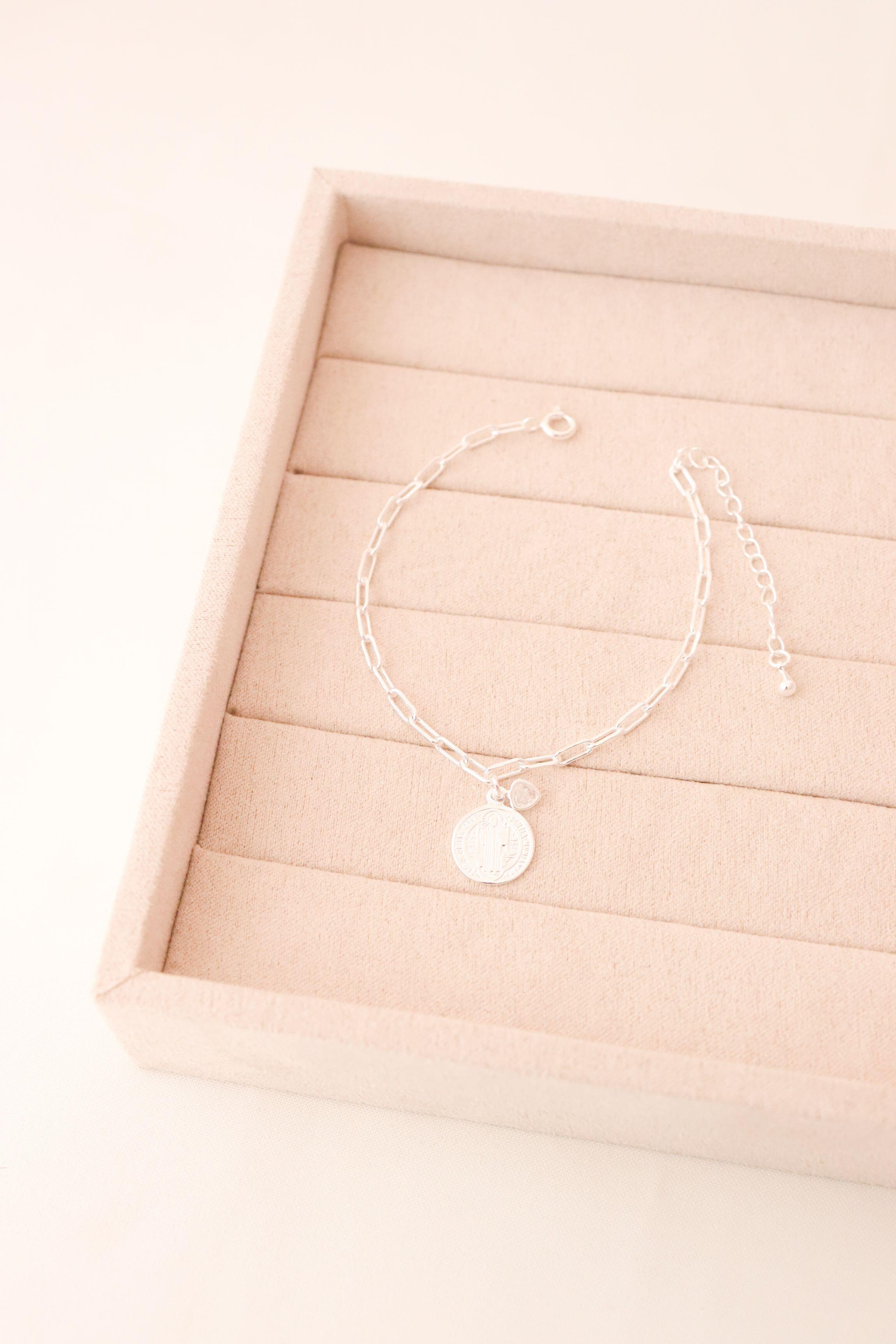 Pulseira cart1er São Bento + coração - Prata cod1516
