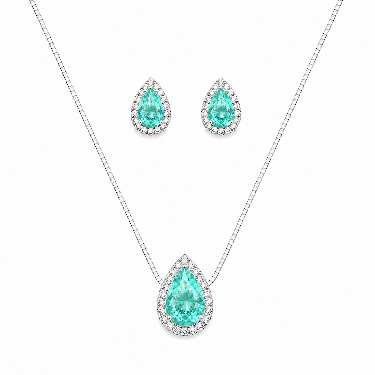 Conjunto gota cravejada turmalina - Prata cod1089