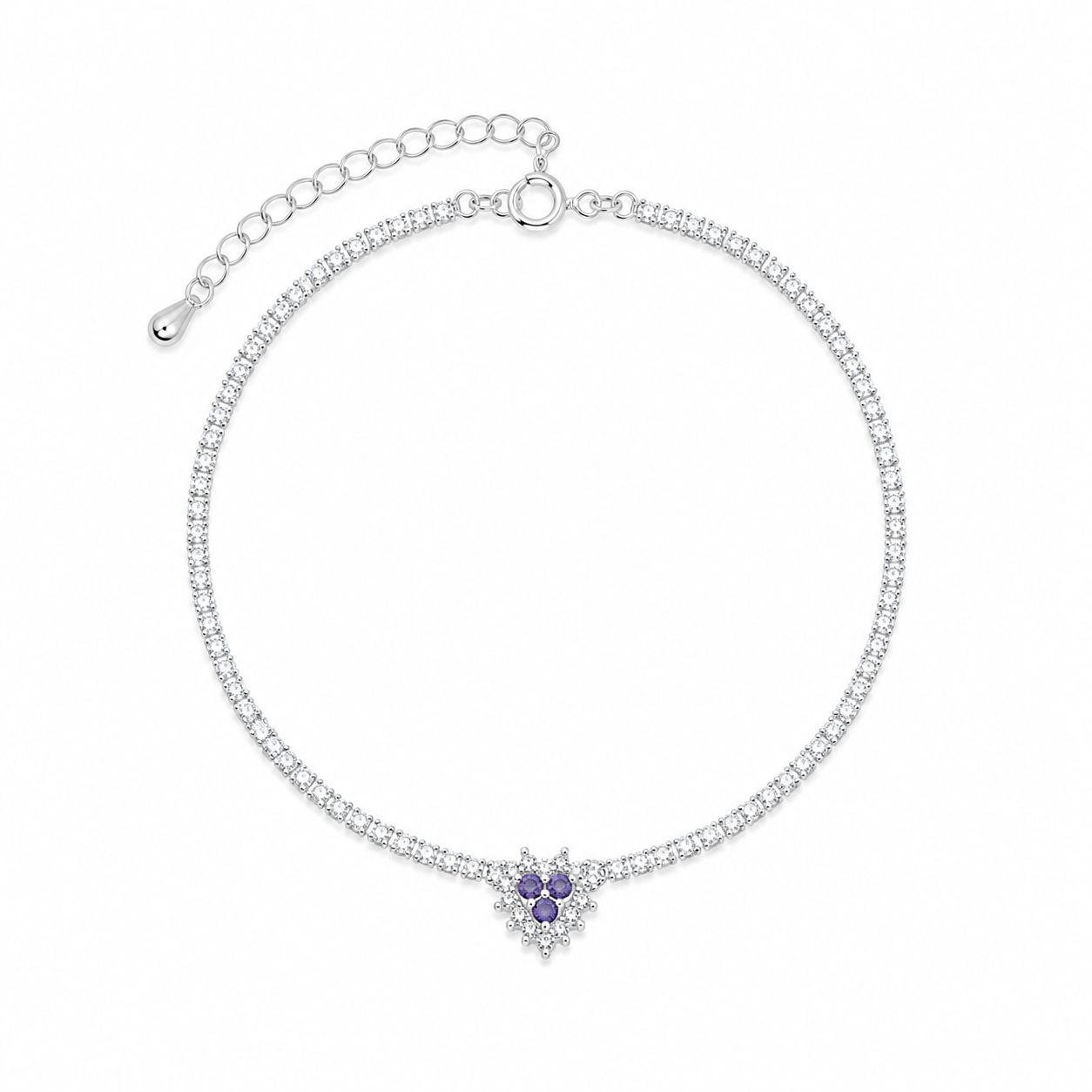Pulseira riviera coração alta joalheria - Prata cod1106