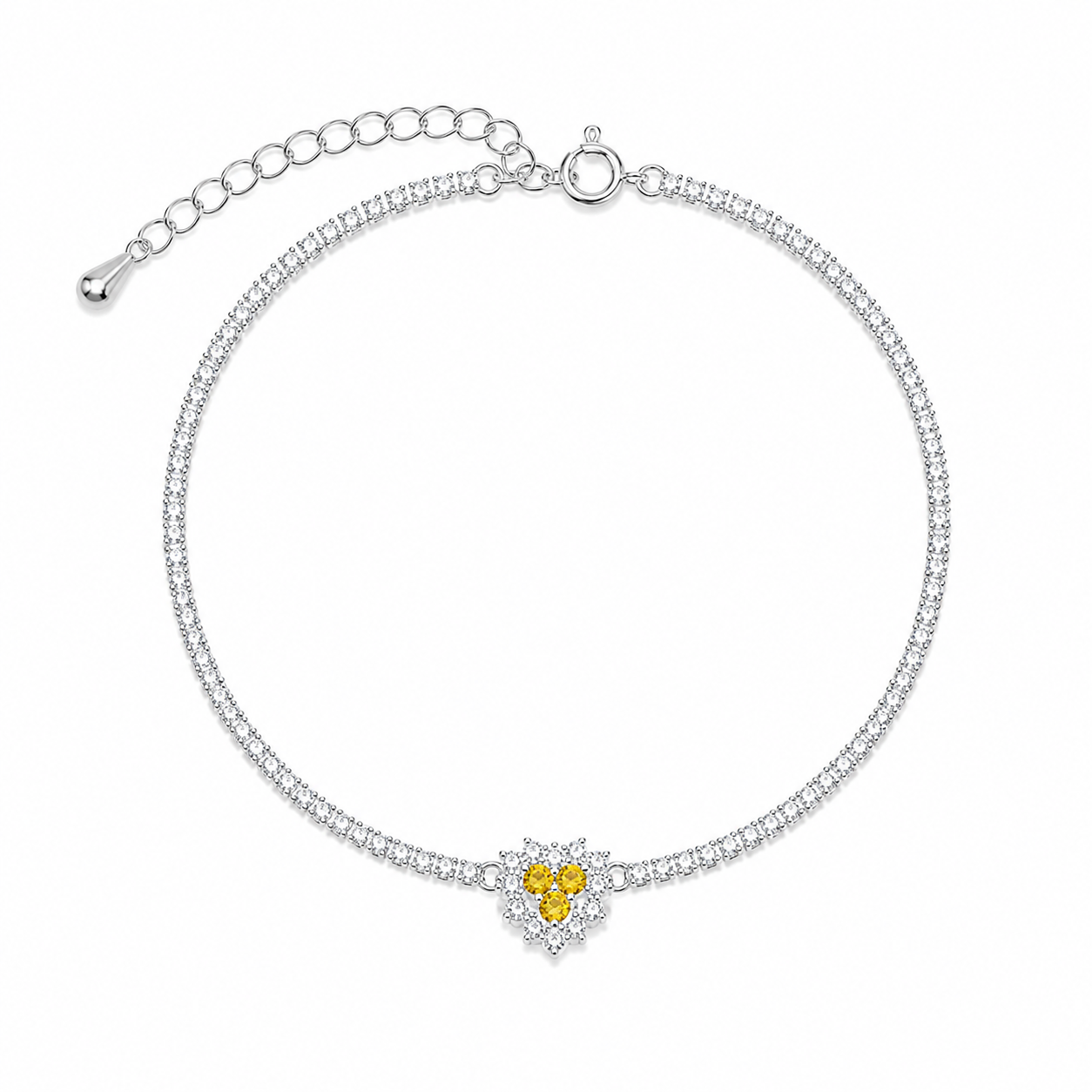 Pulseira riviera coração alta joalheria - Prata cod1106