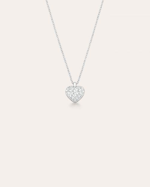Colar de Prata Coração Cravejado Amor