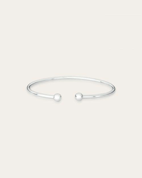 Bracelete R�gido de Prata Bolinhas Liso