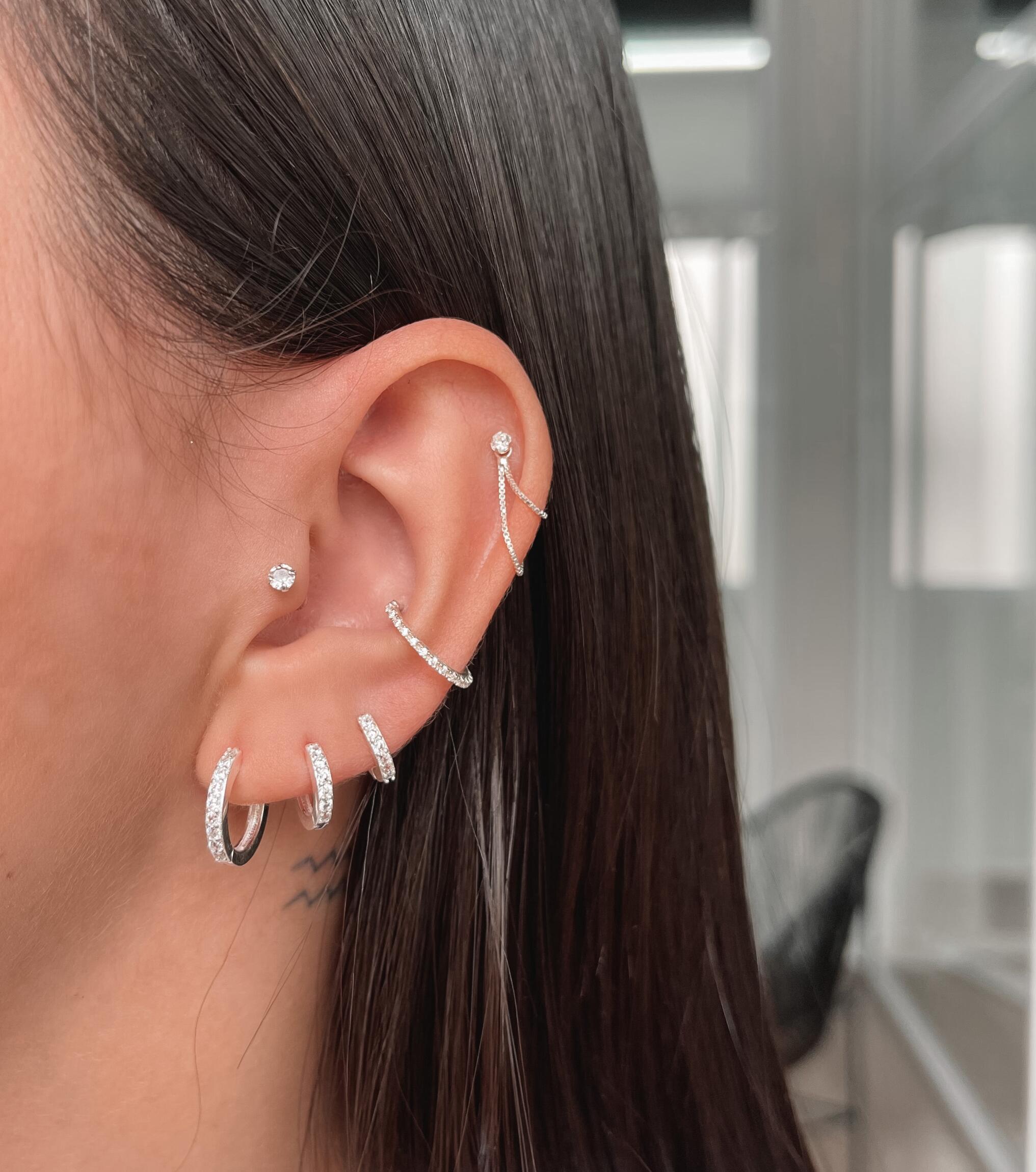 Kit de Brincos e Piercings de Prata 03