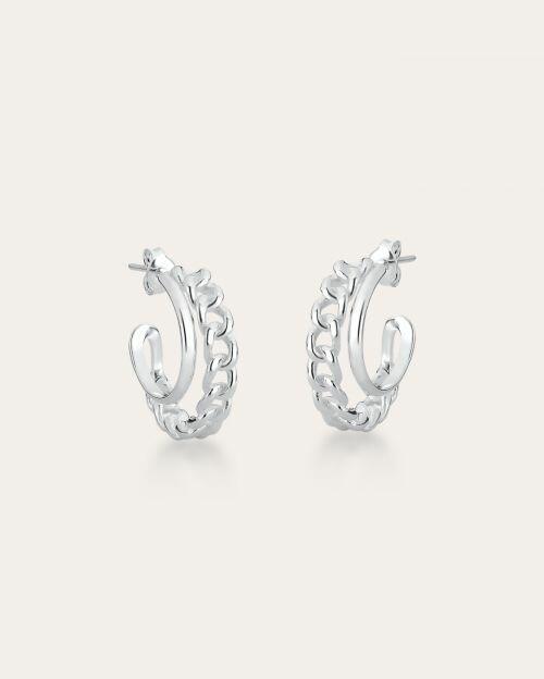 Brinco de Prata Argola Dupla Tran�ada
