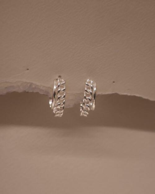 Brinco de Prata Argola Dupla Trançada