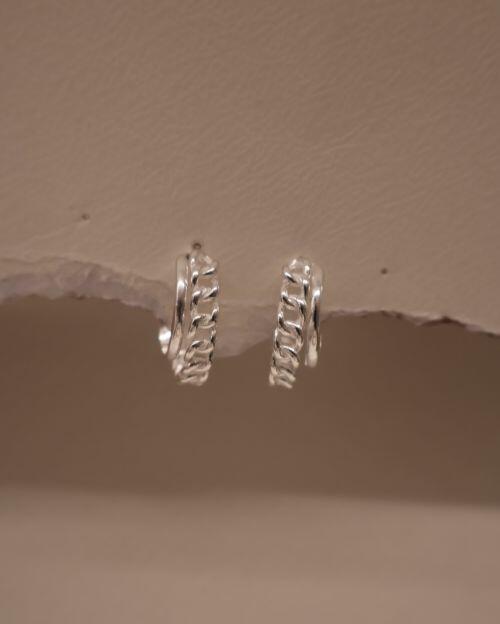 Brinco de Prata Argola Dupla Trançada