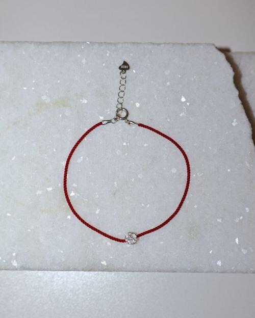 Pulseira Fio Vermelho com Ponto de Luz de Prata