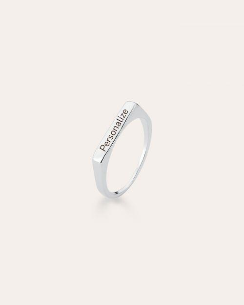 Anel de Prata Quadrado Personalizado