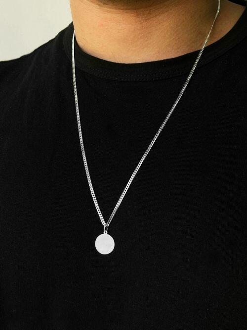 Corrente Mini Grumet Medalha com 2 Fotos Personalizadas de Prata