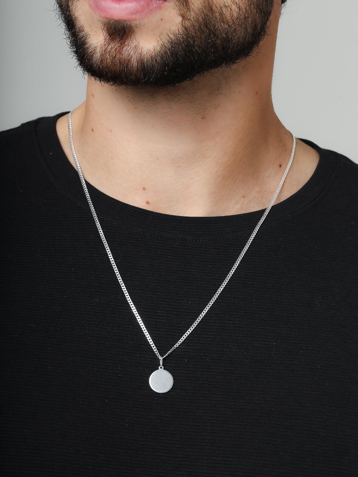 Corrente Mini Grumet Medalha com 2 Fotos Personalizadas de Prata