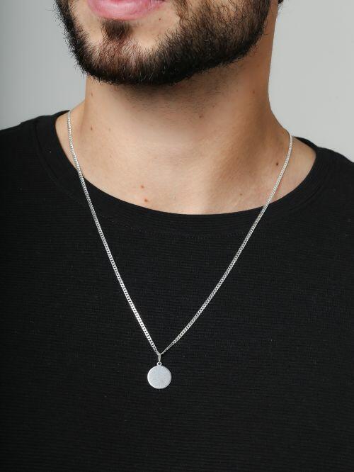 Corrente Mini Grumet Medalha com 2 Fotos Personalizadas de Prata