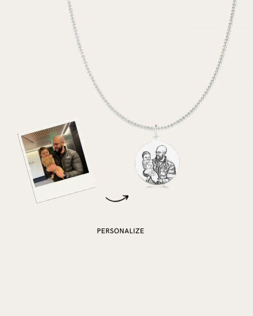 Corrente Mini Grumet Medalha com 2 Fotos Personalizadas de Prata