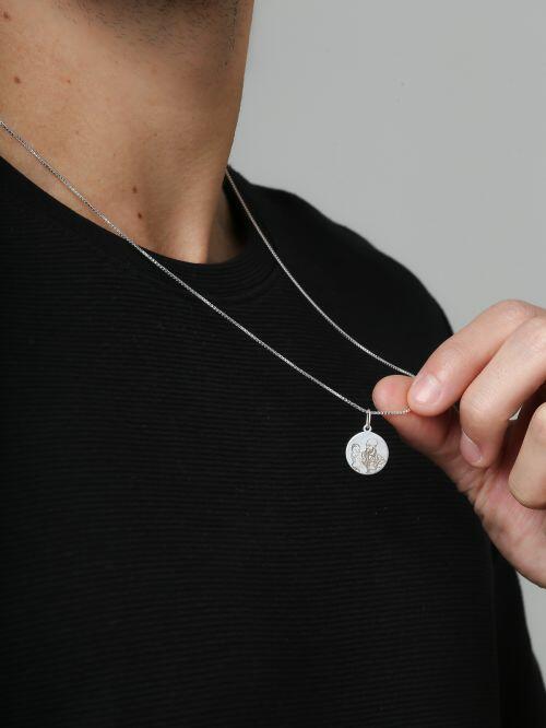 Colar de Prata Masculino Medalha Redonda Personalizada 2 fotos