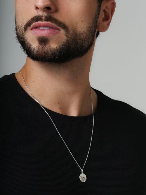 Colar de Prata Masculino Medalha Redonda Personalizada 2 fotos