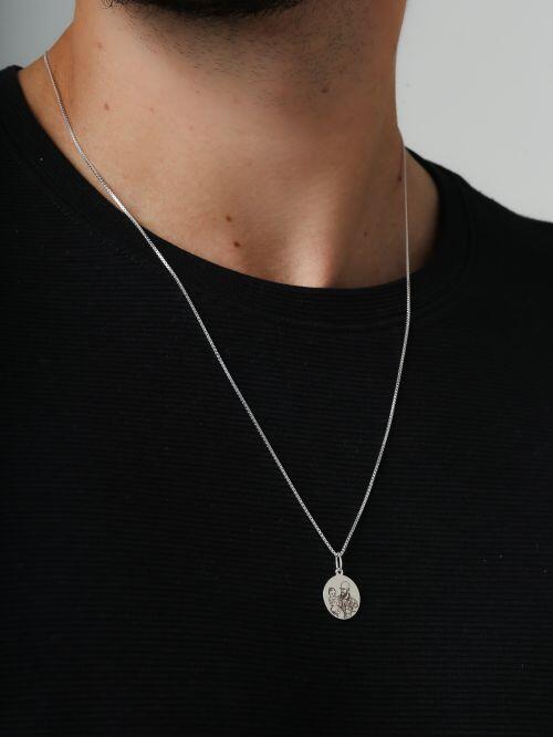 Colar de Prata Masculino Medalha Redonda Personalizada 2 fotos
