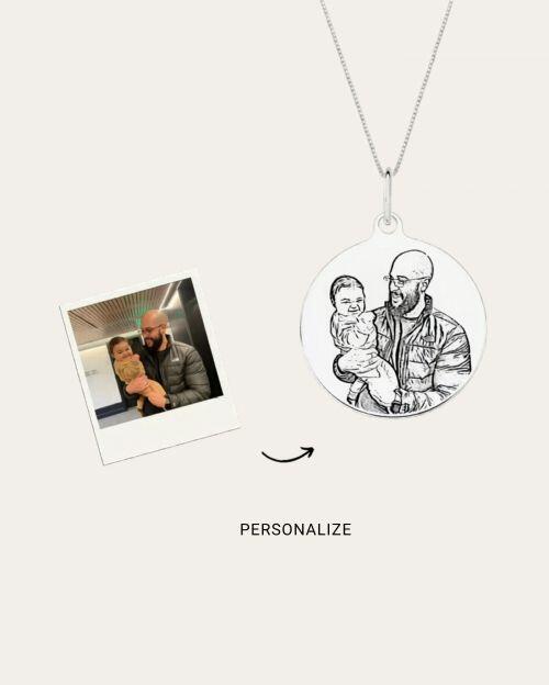 Colar de Prata Masculino Medalha Redonda Personalizada 2 fotos