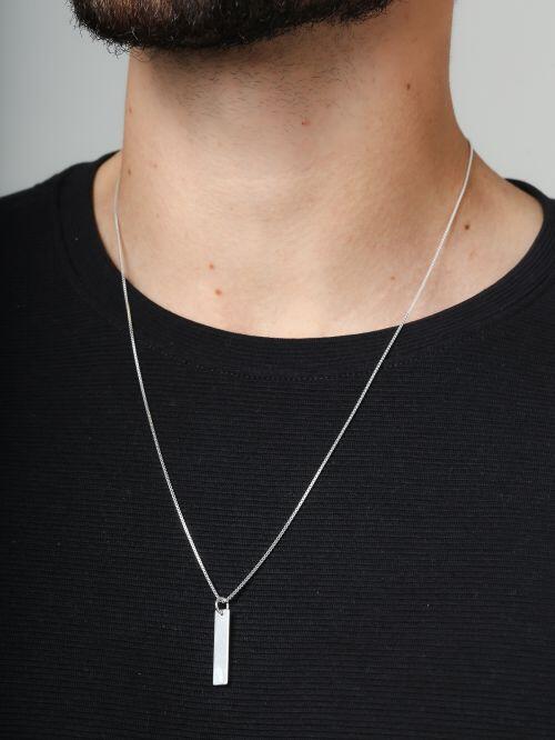 Colar de Prata Masculino Medalha Retangular Personalizada