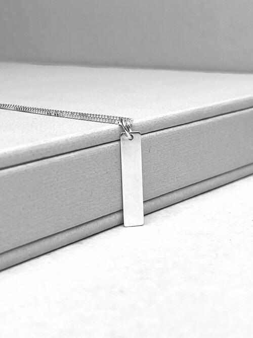 Colar de Prata Masculino Medalha Retangular Personalizada