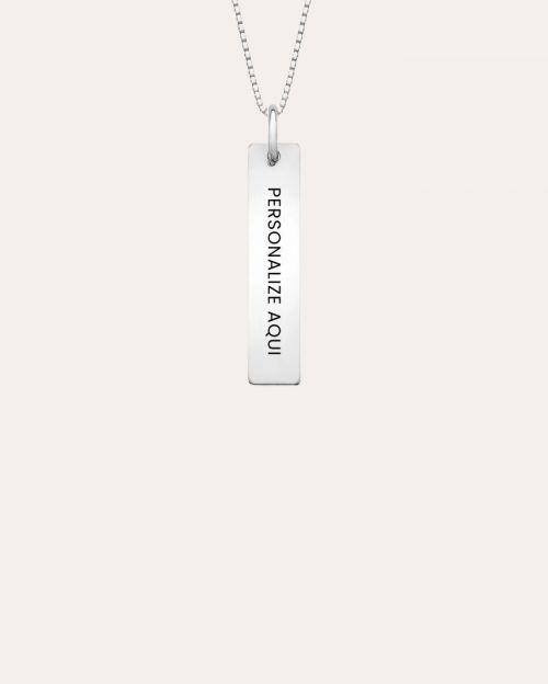Colar de Prata Masculino Medalha Retangular Personalizada