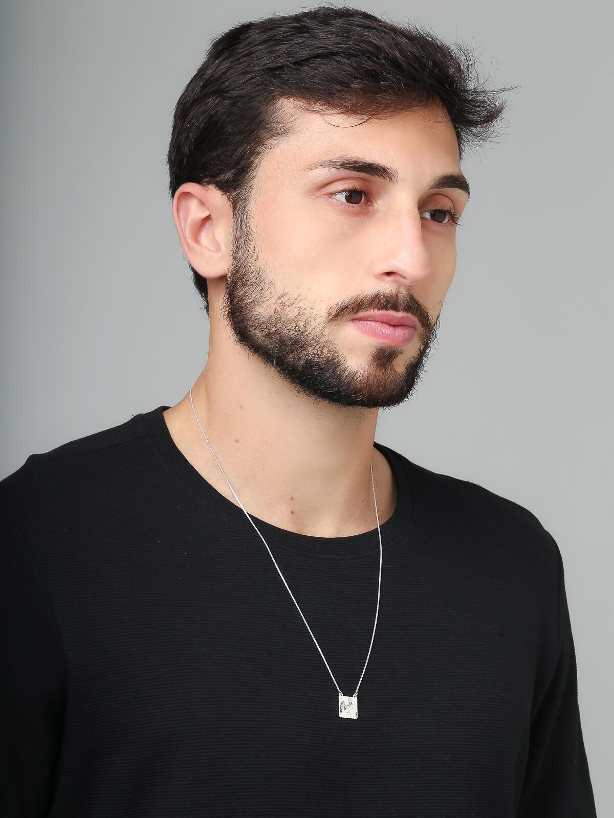 Escapulário de Prata Masculino Personalizado com 2 Fotos ou Frase