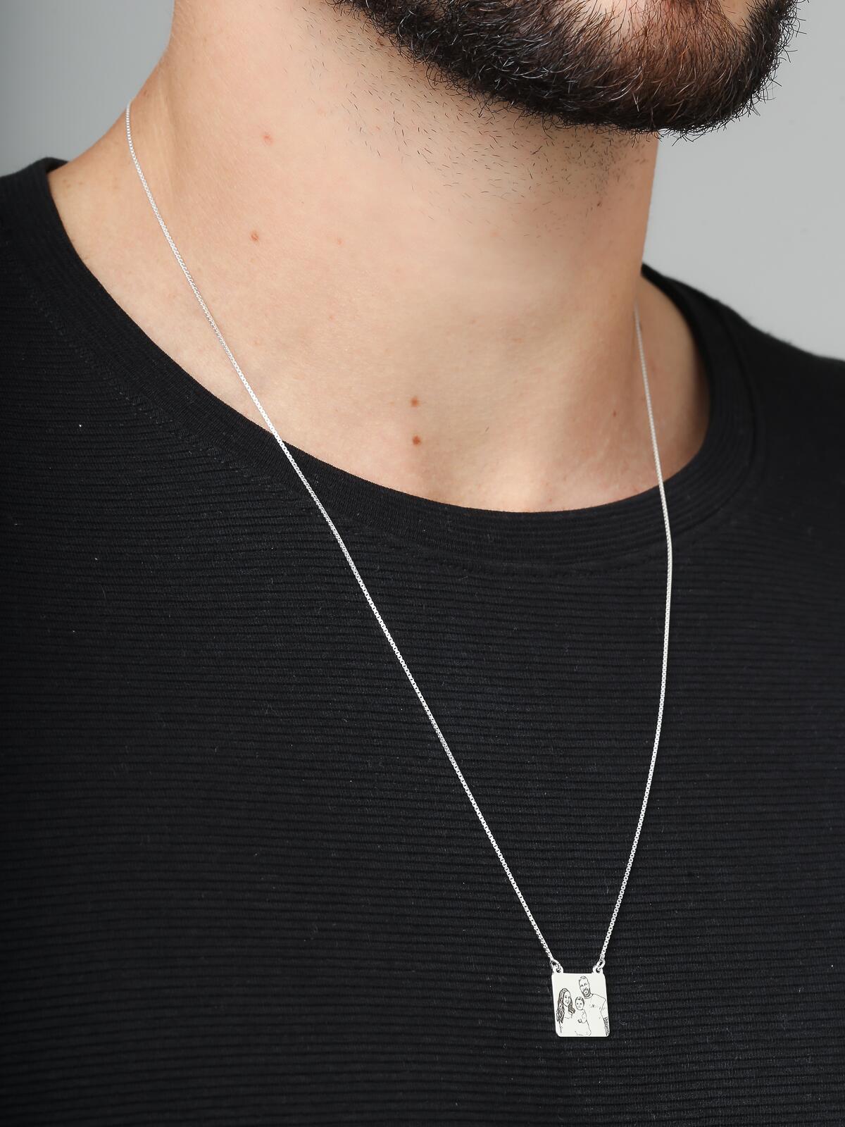 Escapul�rio de Prata Masculino Personalizado com 2 Fotos ou Frase