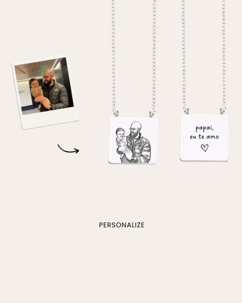 Escapul�rio de Prata Masculino Personalizado com 2 Fotos ou Frase