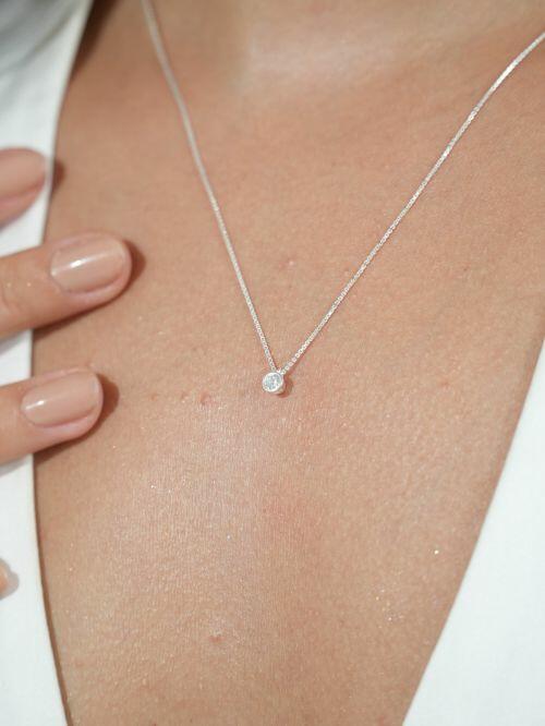 Colar de Prata Ponto de Luz com Zircônia