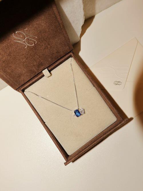 Colar de Prata Essencial Azul e Gota Cristal
