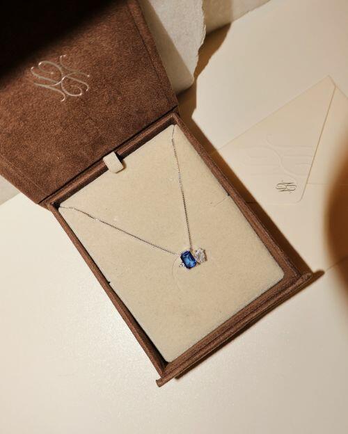 Conjunto Colar e Brinco Essencial Azul e Gota Cristal