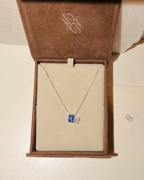 Conjunto Colar e Brinco Essencial Azul e Gota Cristal