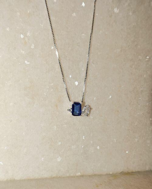 Conjunto Colar e Brinco Essencial Azul e Gota Cristal