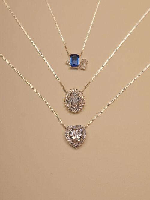Colar de Prata Oval Cravejado Winter