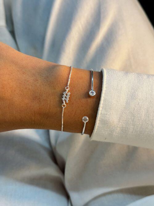 Bracelete de Prata Cravejado com Pontos de Luz