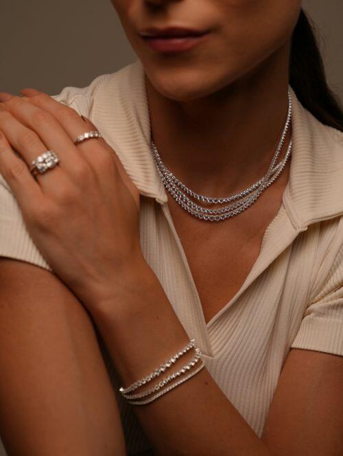 Colar de Prata Choker Riviera 3 Garras Degrad�